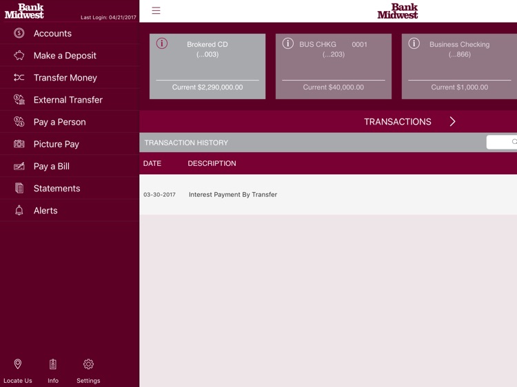 Bank Midwest for iPad