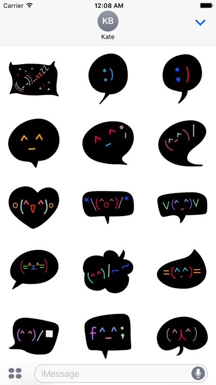 Kaomoji - Black Doodle Japanese Emoji Stickers