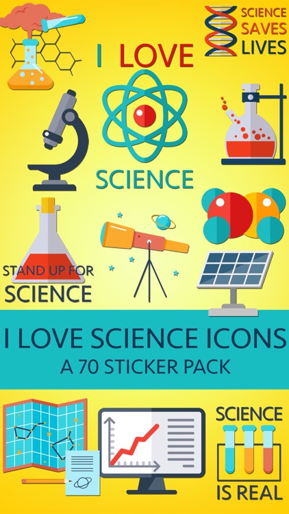 I Love Science Icons Sticker Pack