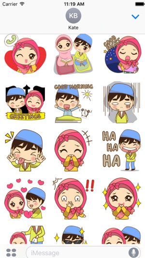 Sweet moslem couple 1 for iMessage Sticker(圖3)-速報App