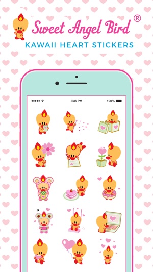 Sweet Angel Bird Kawaii Heart Stickers