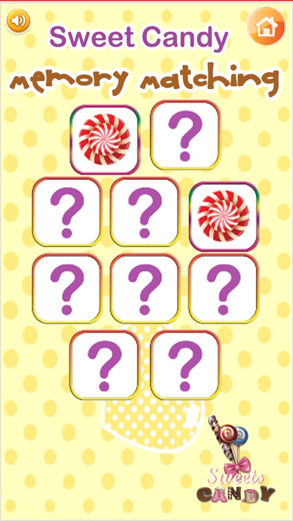 Sweet Candy Memory Matching Game Kids Toddlers