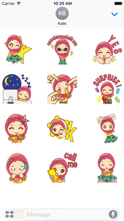 Dinda, girl with pretty hijab for iMessage Sticker