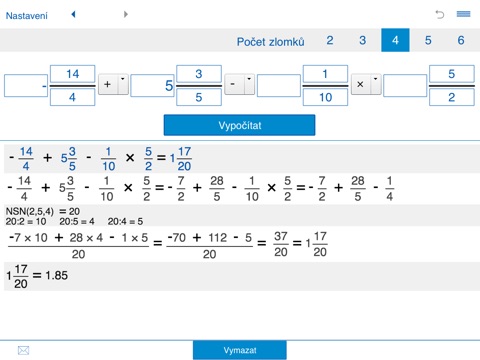 Kalkulačka zlomků a smíšených čísel XL screenshot 3