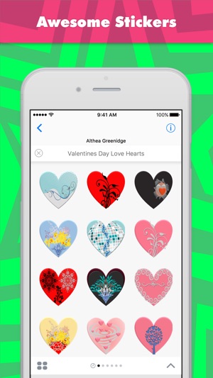 Valentines Day Love Hearts贴纸，设计：Alade Ex