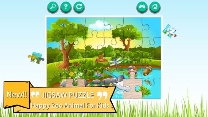 动物园里的动物卡通拼图益智游戏