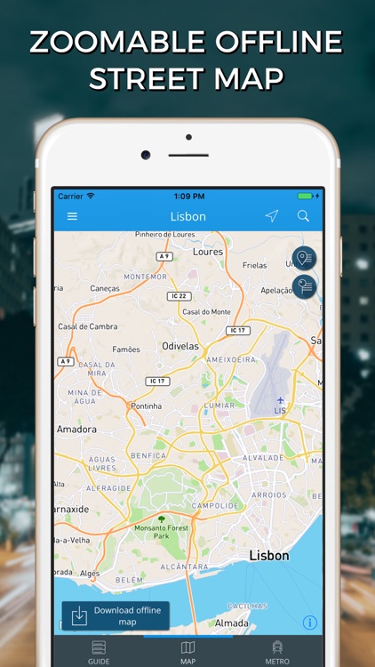 Lisbon Travel Guide with Offline Street Map screenshot-3