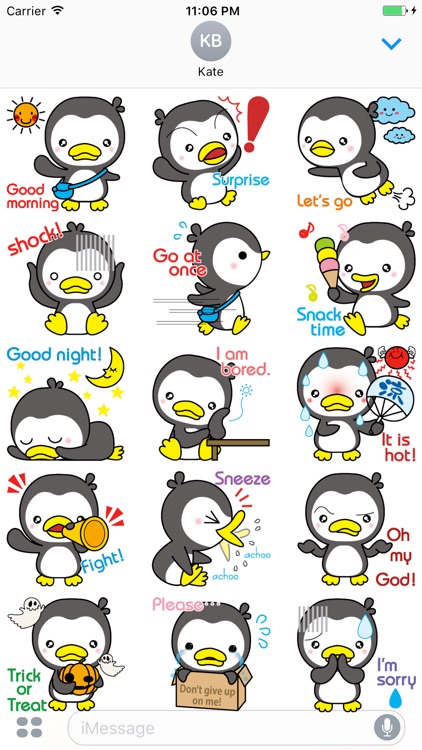 Ginni Little Baby Penguin English Sticker