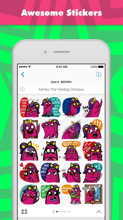 Ashley The Hotdog Octopus stickers for iMessage