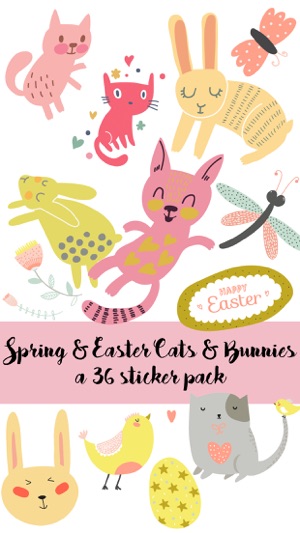 Spring and Easter Cats and Bunnies Stick