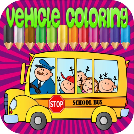 coloring book school bus  & drawings trucks iOS App