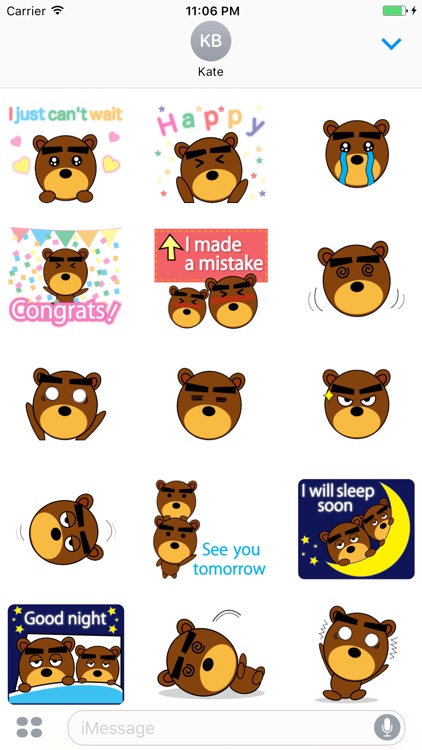 Bean The Funny Black Eyebrows Bear Sticker