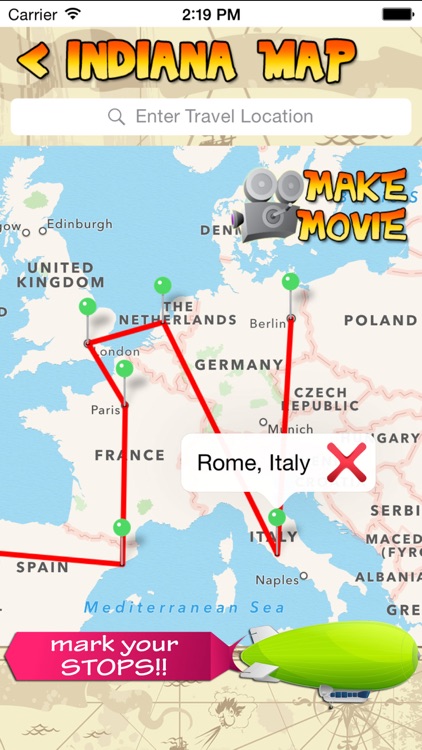Indiana Map - Hollywood red line trip movie maker