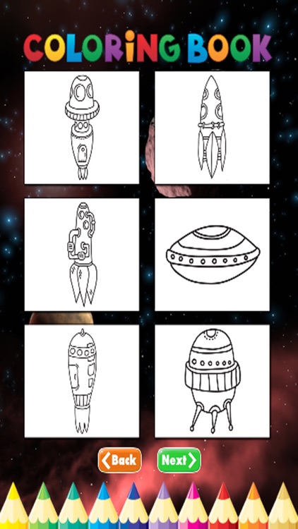 Spaceships Coloring Book - Activities for Kid screenshot-3