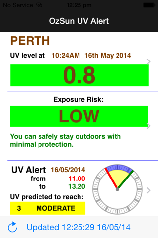 OzSun UV Alert - náhled