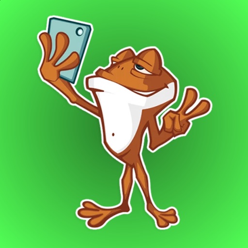 Cheerful Brown Frog Stickers