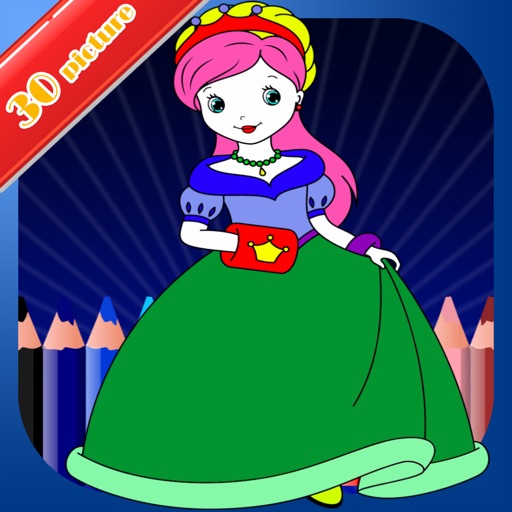 Princess Crayon Art Coloring Page For Kindergarten icon