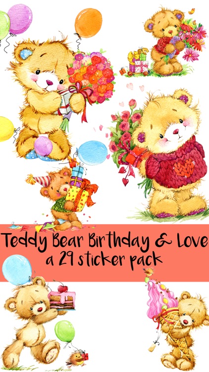 Teddy Bear Birthday and Love Sticker Pack