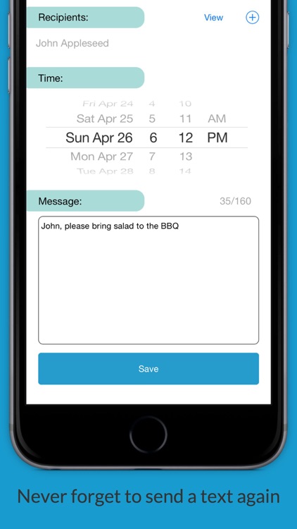 SMSClerk: Write a text now, send the message later