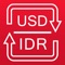 A handy app to convert between US Dollars (USD) and Indonesian Rupiahs (IDR)