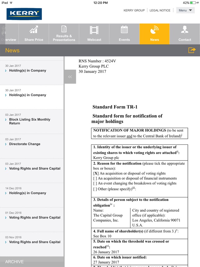 Kerry Group Investor Relations(圖3)-速報App