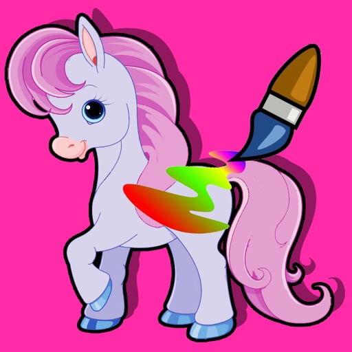Toddler Kids Games Coloring Page Pony Horse Icon