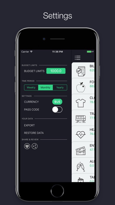 Spending Tracker : 予算を追跡し、お金を節約するのスクリーンショット3 Spending Tracker : 予算を追跡し、お金を節約するのスクリーンショット3