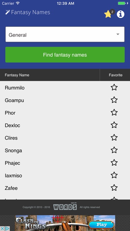 a! Fantasy Names