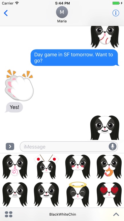 Black White Japanese Chin Stickers for iMessage