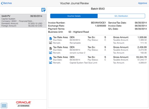 Voucher Batch Approvals Tablet for JDE E1 screenshot 2