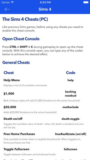 Cheats for The SIMS - All Series Code