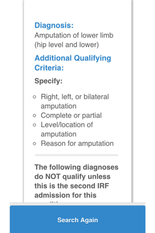60% Rule Qualifying Diagnoses screenshot 2