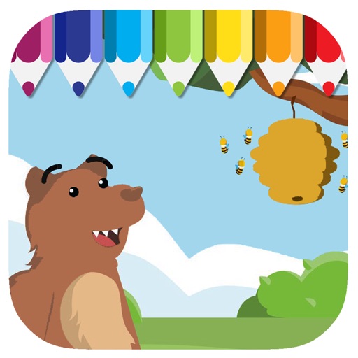 Free Draw Bear And Bee Coloring Book Game iOS App