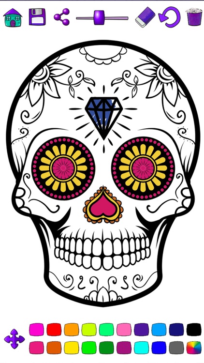 Mexican Sugar Skull Mask – Coloring Pages screenshot-0