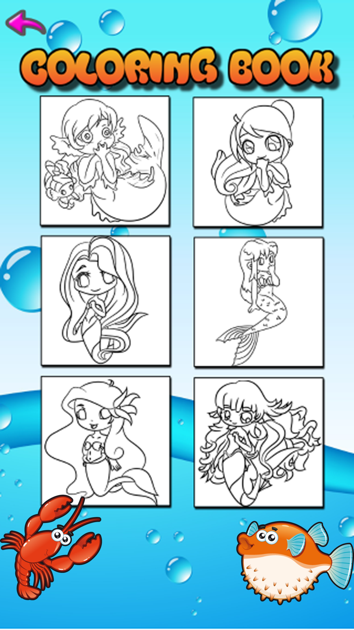 Kids coloring book - mermaid girls