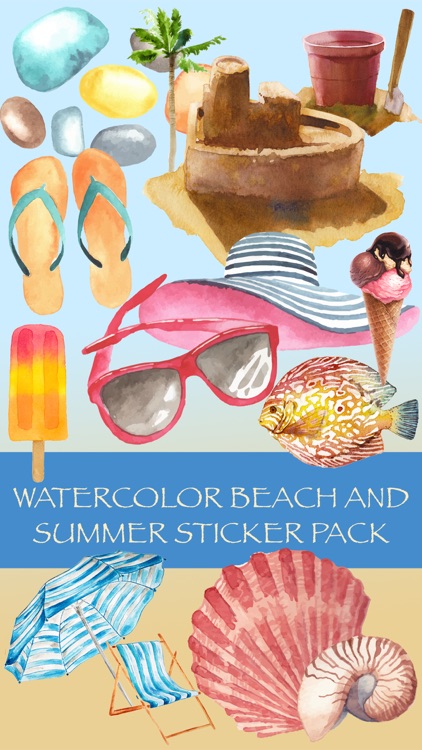 Watercolor Beach and Summer Sticker Pack