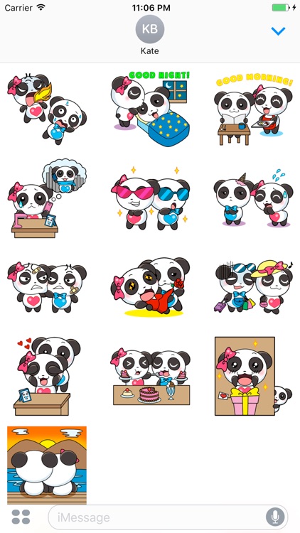 Cute Couple of Panda Stickers