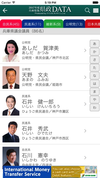 兵庫県政DATAのスクリーンショット2 兵庫県政DATAのスクリーンショット2