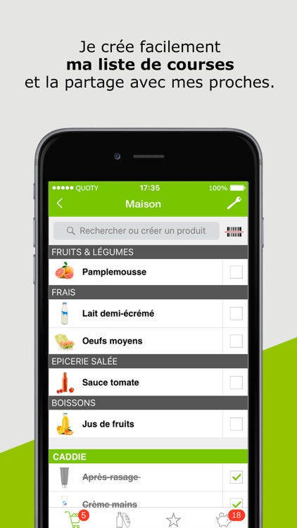 Quoty - Offre, Réduction et liste de courses