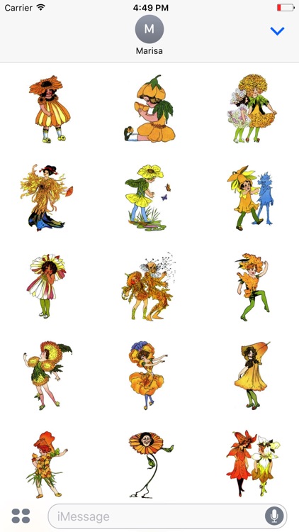 Vintage Golden Flower Child Stickers for iMessage screenshot-3