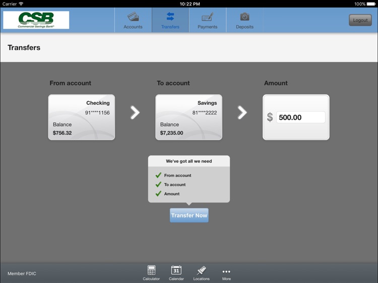 Commercial Savings Bank for iPad screenshot-3