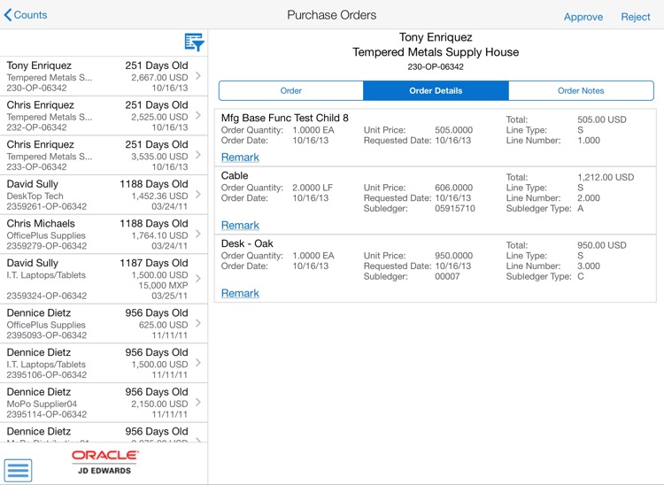 PO Approvals Tablet JDE E1