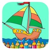 Coloring Book Game Draw Sailboats Version