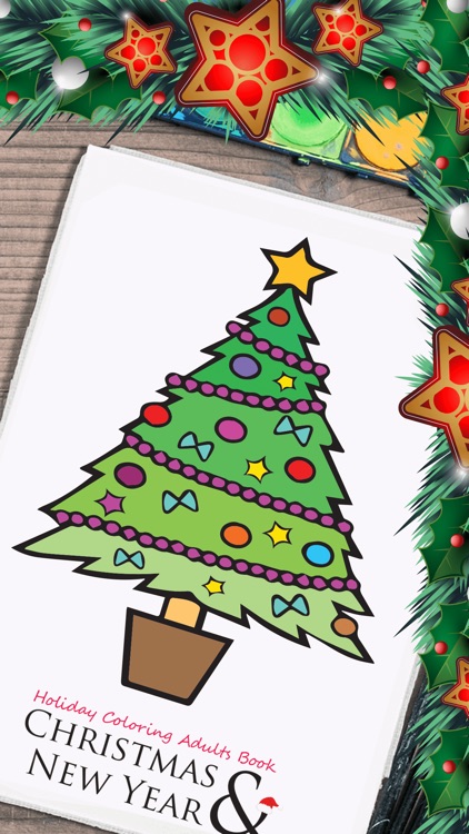 Christmas & New Year Holiday Coloring Adults Book