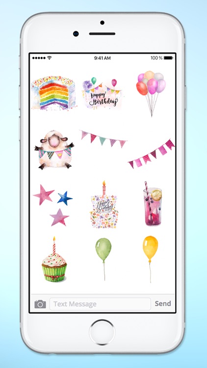 Watercolor Happy Birthday Party Sticker Pack