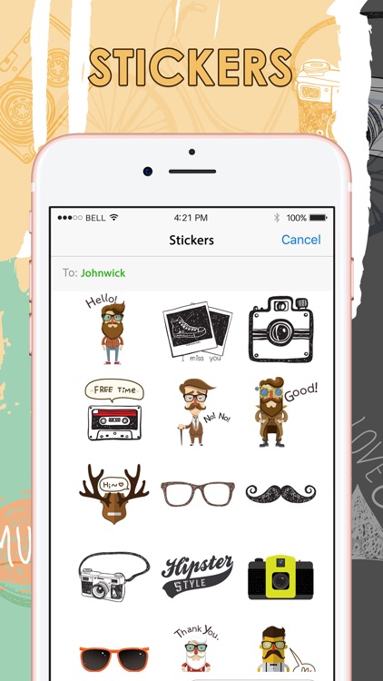 Hipster Stickers Style & Emoji Keyboard Themes