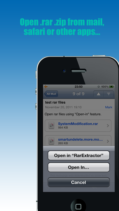 RarExtractor - "Extract RAR & CBR files from Mail and Safari..." Screenshot 1