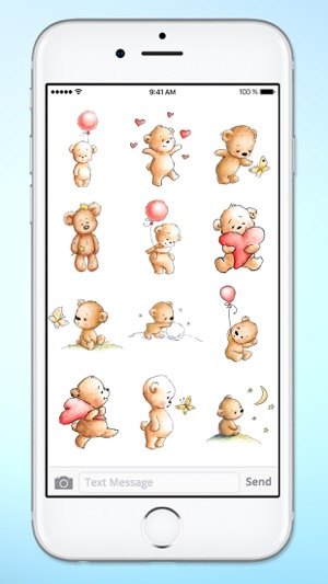 Teddy Bear Balloons Hearts & Butterflies Stickers(圖3)-速報App