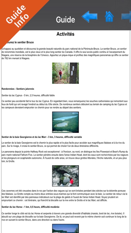 Bruce Peninsula NP GPS charts Navigator