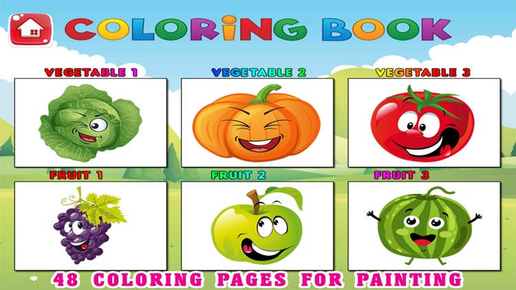 Kids Coloring Pages Tracing - Fruit Vegetable Game